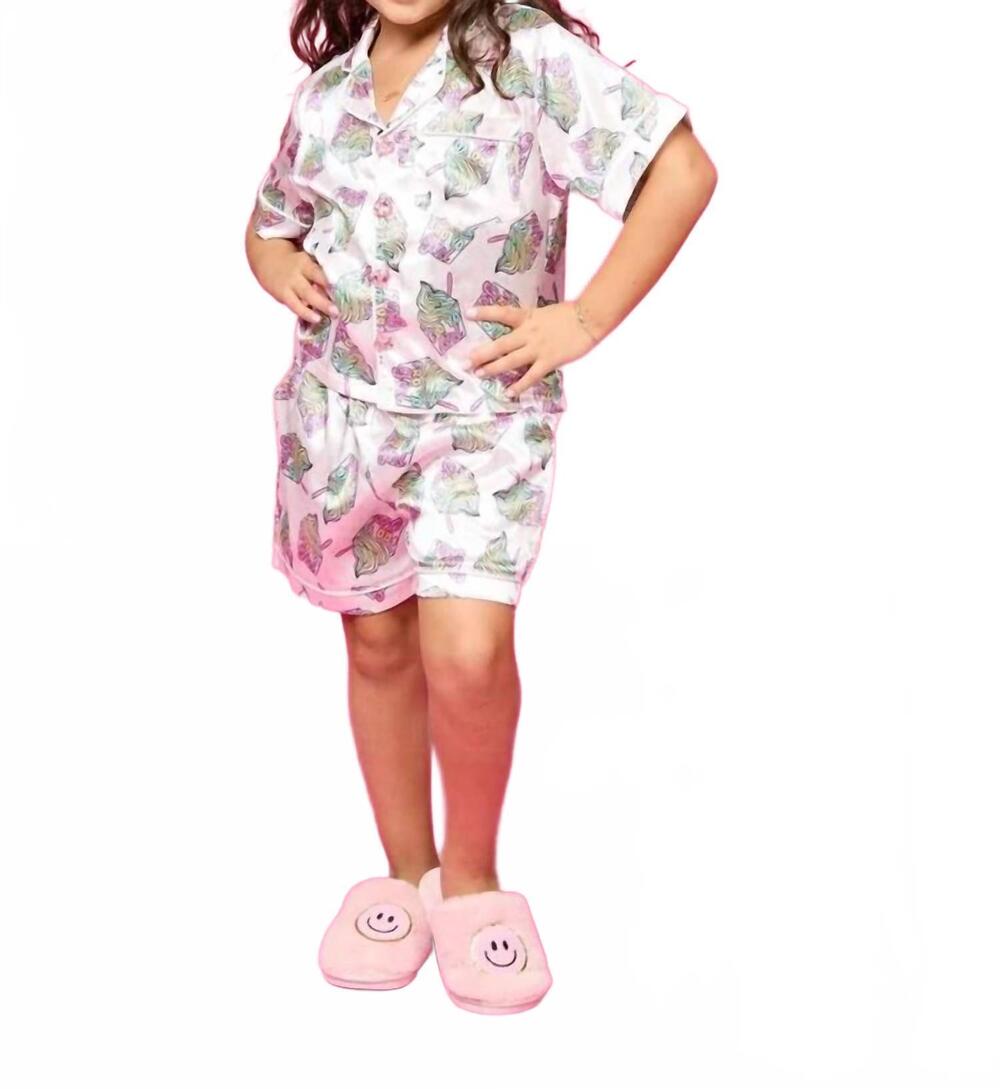 NEW MINI DREAMERS girls frozen yogurt short silky set in multi